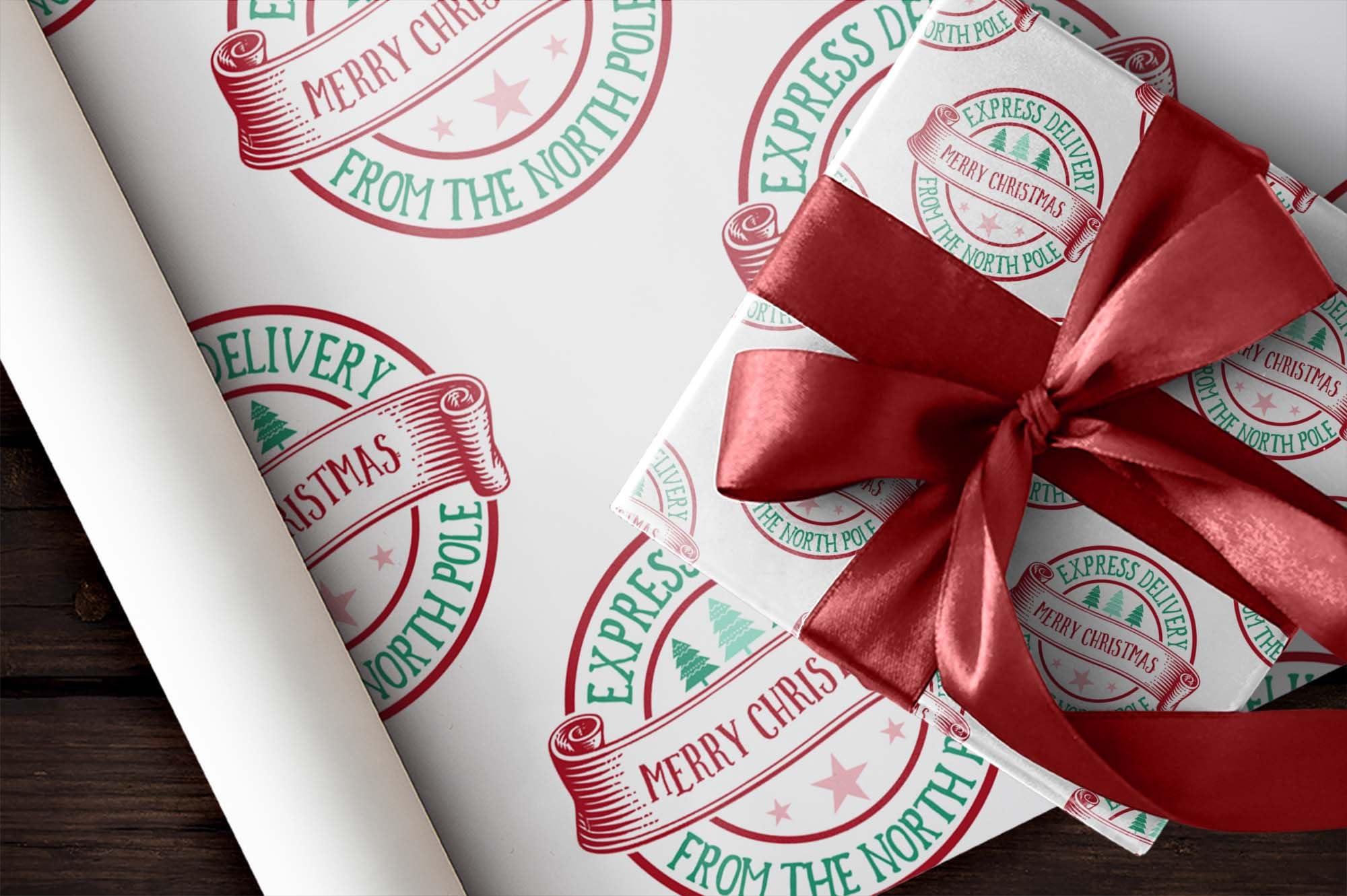 Giftini North Pole Theme Thick Christmas Wrapping Paper for Kids, Special Delivery Xmas Gift Wrap, Santa Holiday Theme for Teen Tween (12 foot x 30 inch roll)