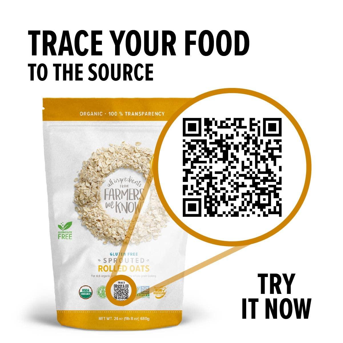 One Degree Organic Foods One Degree Organic Foods Sprouted Rolled Oats, USDA Organic, Non-GMO Gluten Free Oatmeal, 24 oz., 4 Pack
