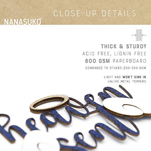 NANASUKO NANASUKO Cake Topper - heaven sent - Double Sided Navy Glitter with White Opal wings - Premium quality Made in USA