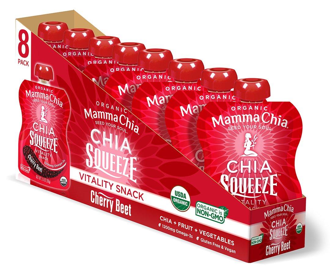 Mamma Chia Mamma Chia Organic Vitality Squeeze Snacks, Blackberry Bliss (24-pack) and Cherry Love (16-pack)