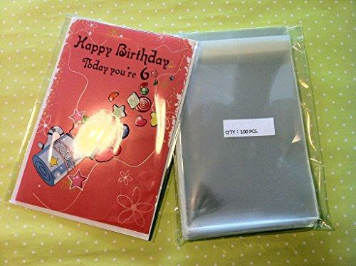 UNIQUEPACKING UNIQUEPACKING 100 Pcs 4 5/8 X 5 3/4 Clear A2+ Card Resealable Cello/Cellophane Bags (Fit One A2 Size Card w/Envelope)