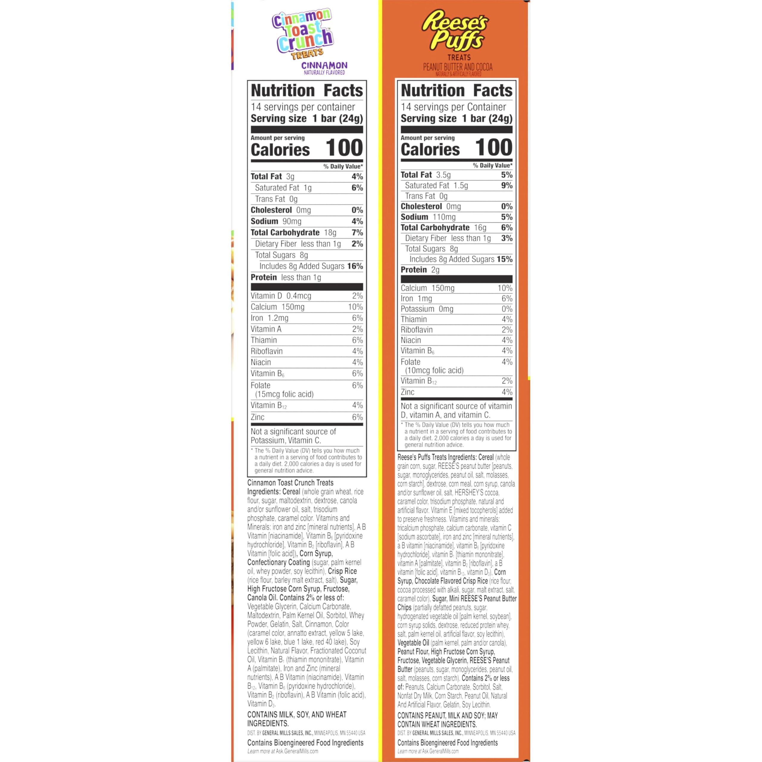 General Mills Reese\'s Puffs Cinnamon Toast Crunch Cereal Treat Bars Variety Pack, 28 ct