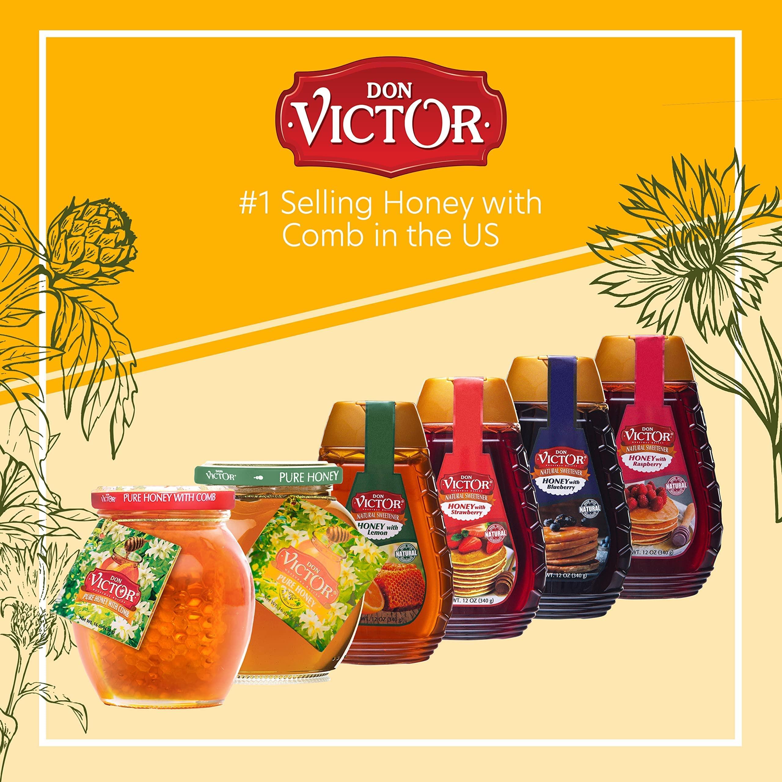 Don Victor Don Victor Pure Honey with Comb, 16 oz. Glass Globe Jar, Edible Honeycomb Included, Alternative Sweetener, Perfectly Sweet Gift for Teachers