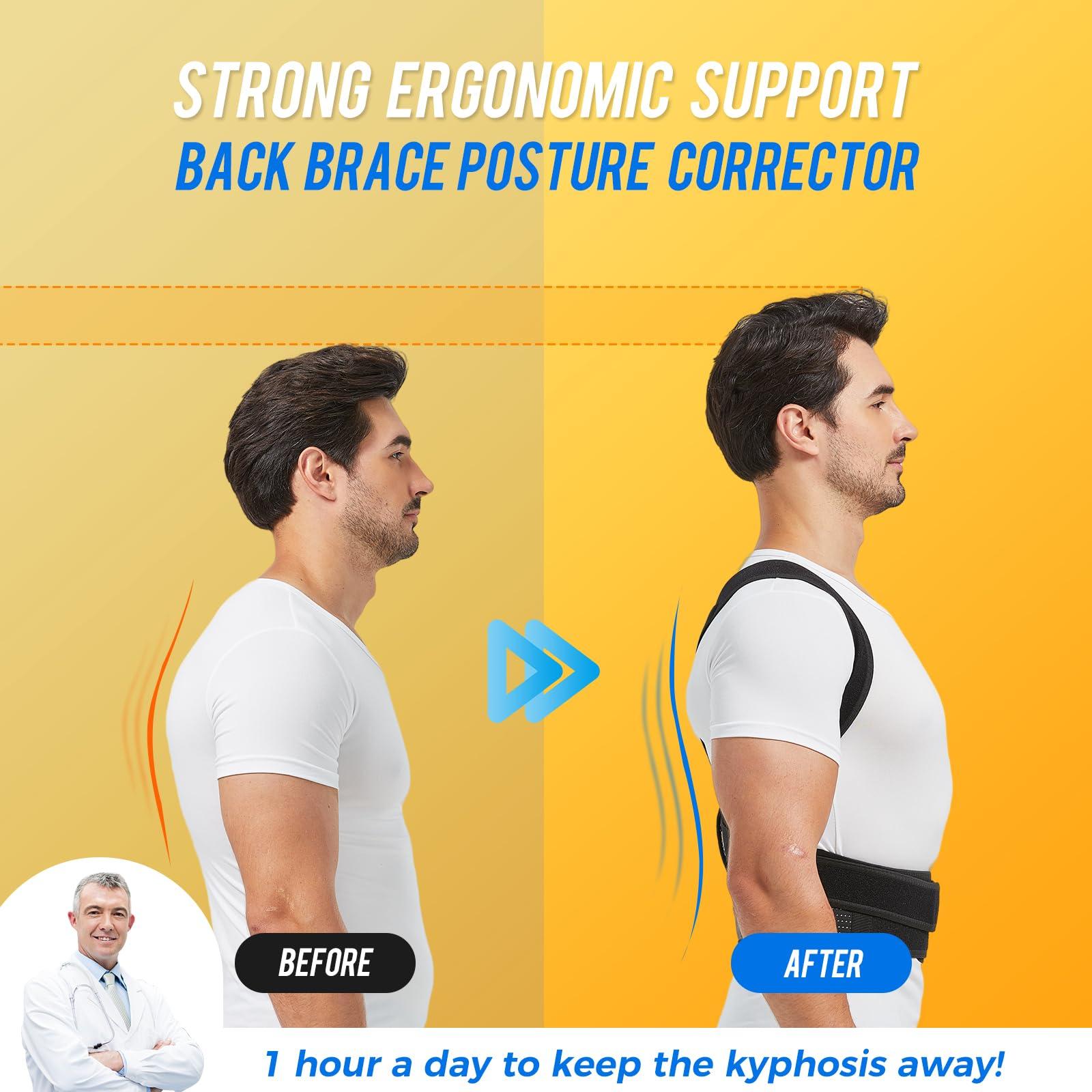 ZSZBACE ZSZBACE Back Brace Posture Corrector for Men and Women, Full Adjustable for Upper and Lower Back Pain Relief- Scoliosis Hunchback Thoracic Spine Corrections and Back Support