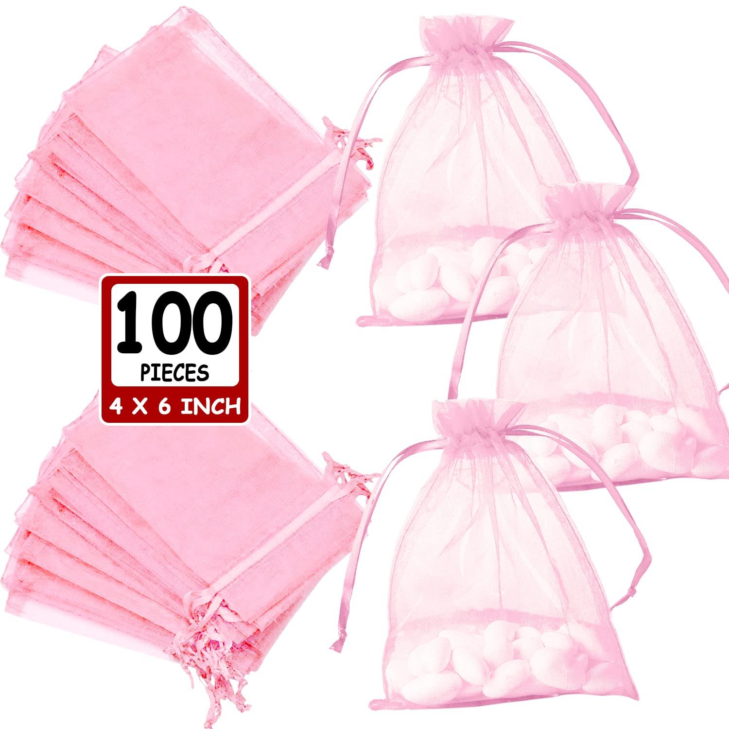 Ableme Black Organza Bags 3x4 Inch - 100 Pack Sheer Mesh Drawstring Gift Bags For Wedding Favors