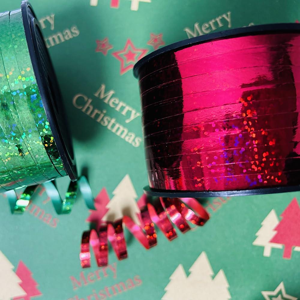 LACNNY LACNNY Curling Ribbon,Balloon String for Crafts, Balloon Ribbon, Curly Ribbon for Birthday Party Decorating Crafting Shiny Green and Red