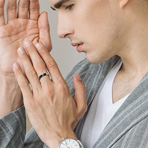 JEROOT JEROOT 8mm Black Titanium Magnetic Ring for Men, 5mm Silver Pure Titanium Magnetic Ring for Women, Healing Ring with 3500 Gauss Magnets for Jewelry Gifts