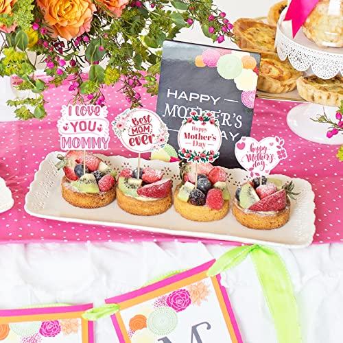 M1NTP1US + 144PCS Happy Mothers Day Cupcake Toppers Decorations Mom Day Thank You Appetizers Toothpicks Sticks Food Picks Party Supplies