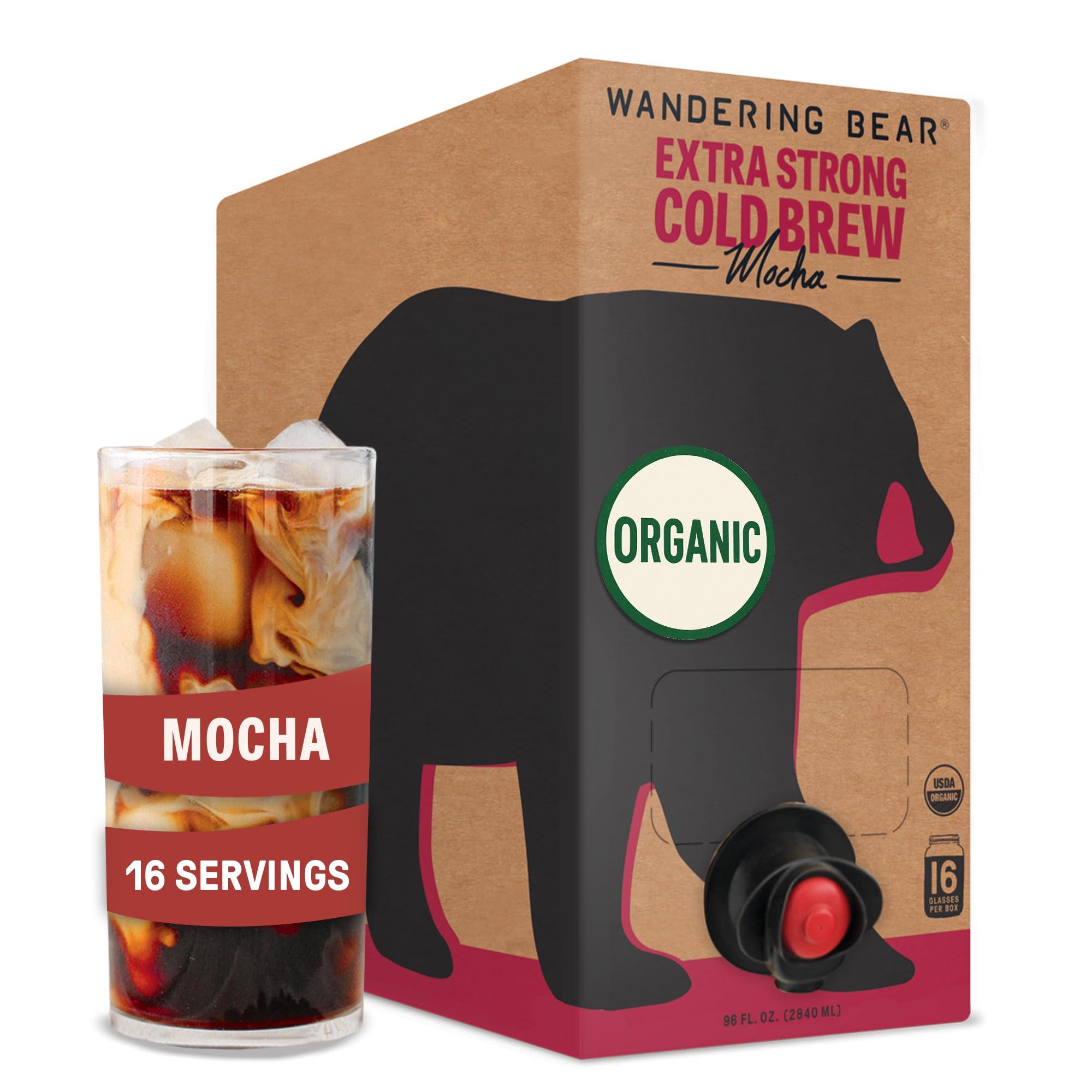 Wandering Bear Wandering Bear Organic Mocha Cold Brew Coffee On Tap, 96 fl oz - Extra Strong, Smooth, Unsweetened, Shelf-Stable, and Ready to Drink Iced Coffee, Cold Brewed Coffee, Cold Coffee