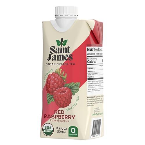 Saint James Saint James Iced Tea | Organic Black Tea | Organic, Non-GMO Black Tea, 12 Pack (16.9oz each) (Red Raspberry)