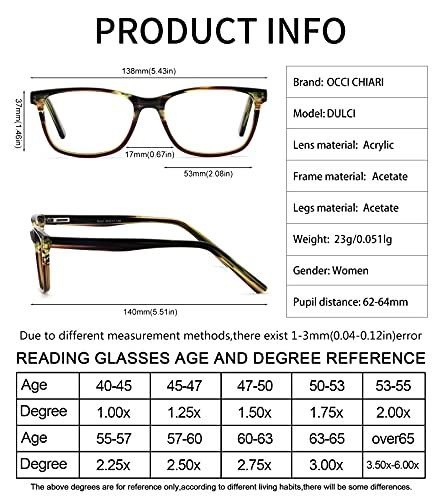 OCCI CHIARI OCCI CHIARI Anti Blue Light Reading Glasses Computer Games Eyewear Rx Frame 1.0 1.5 2.0 2.5 3.0 3.5 4.0(100)