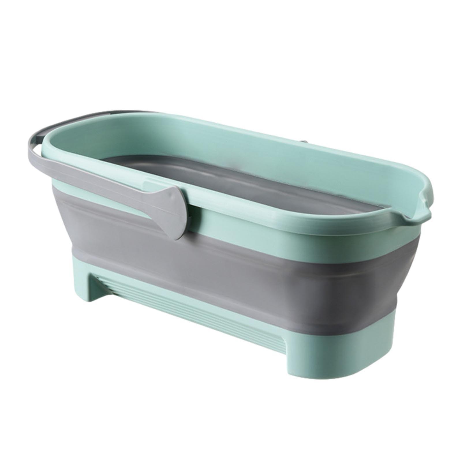 Naysku Large Collapsible Bucket - Collapsible Rectangular Handy Basket/Bucket, Portable Rectangular Folding Bucket with Sturdy Handle, Multiuse Water Bucket for Cleaning Mop, for Camping, Beach Trips