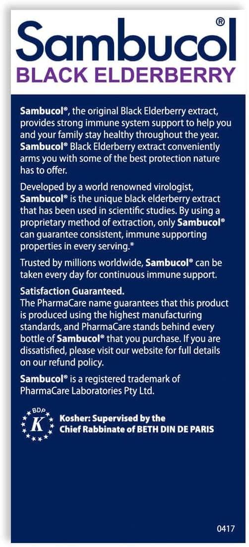 Sambucol Sambucol Black Elderberry Syrup - Sambucus Elderberry Syrup, Black Elderberry Liquid, Immune Support, High Antioxidants, Gluten Free - Original Formula, 7.8 Fl Oz (Pack of 2)
