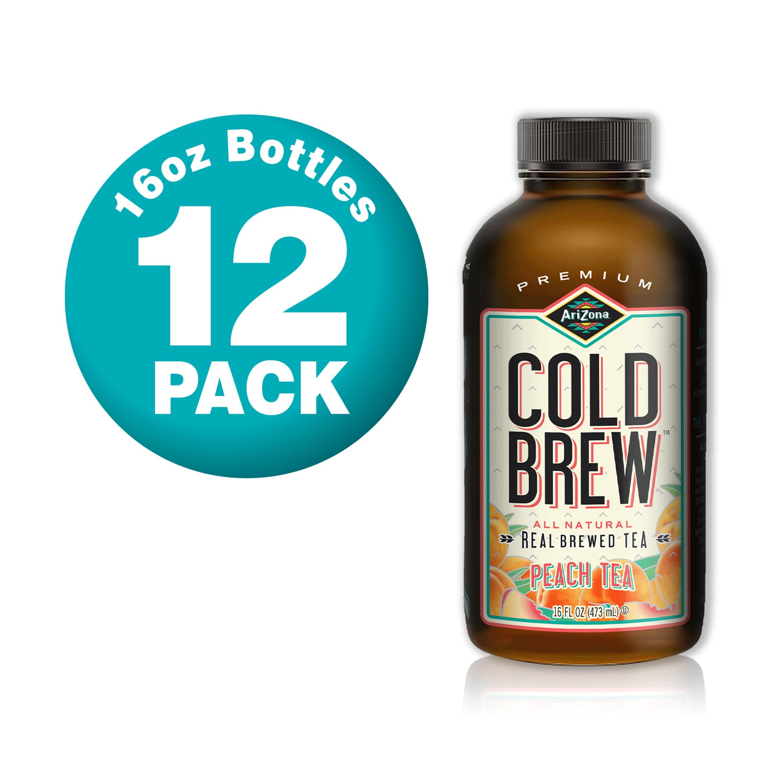 Arizona AriZona Cold Brew Peach Tea - Premium Cold Brew Iced Tea with Cane Sugar (Pack of 12)