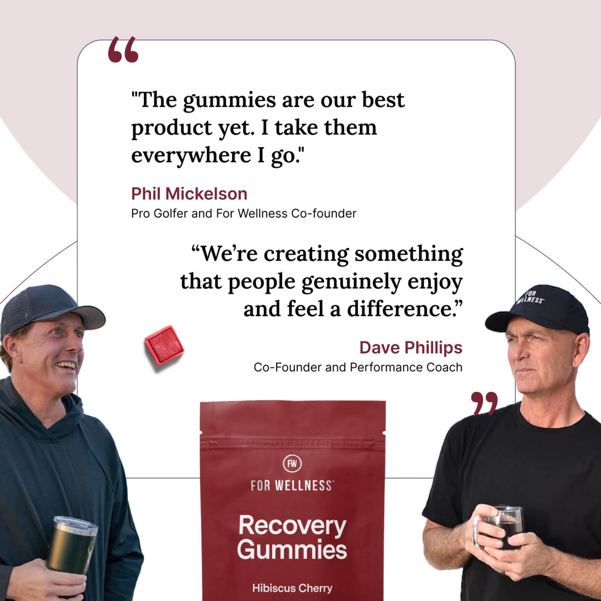 For Wellness Recovery Gummies - Tart Cherry Gummies for Muscle Recovery - Hibiscus Cherry Flavor with Antioxidants & Electrolytes Combats Soreness, Fights Inflammation, Boosts Energy - Vegan, Non-GMO, Gluten-Free