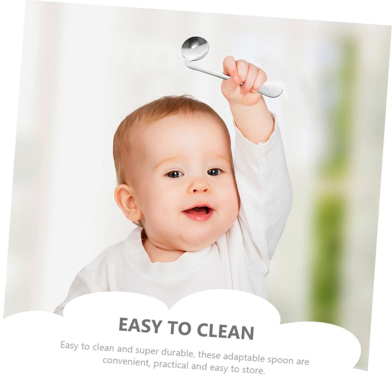 Anneome 2pcs Elderly Eating Spoon Angled Eating Spoons Swivel Spoon Adaptive Silverware Compact Elderly Utensils Right Handed Spoon to Rotate Household Products Stainless Steel Bendable