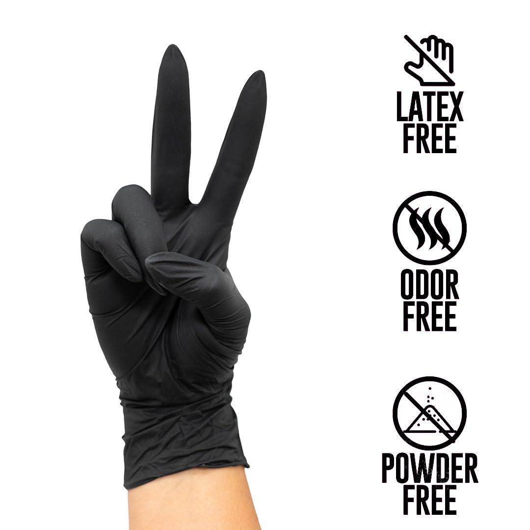Colortrak Colortrak Luminous Collection Disposable Nitrile Gloves (100 Pack), Black, Large, Single-Use, Allergy-Safe, Latex-Free, Powder-Free, Odor-Free, Textured Finger Tips