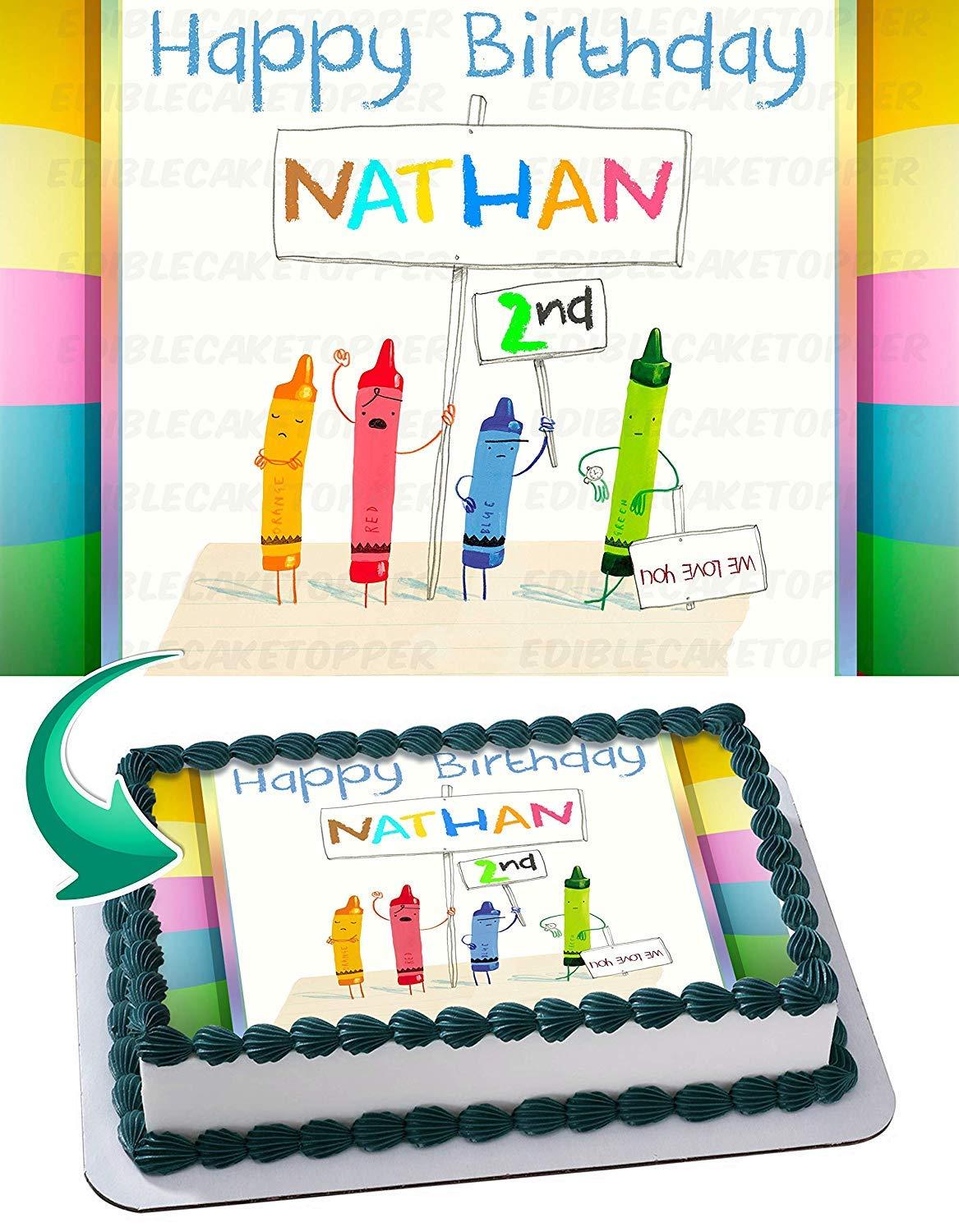 Cakecery Cakecery Crayons Edible Cake Image Topper Personalized Birthday Cake Banner 1/4 Sheet