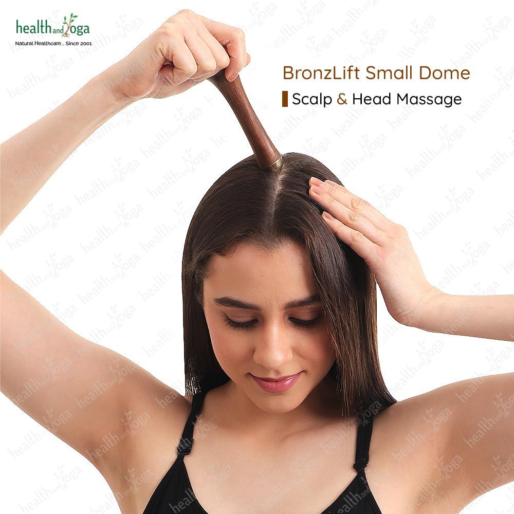 SoulGenie HealthAndYoga BronzLift Kansa Wand - Both Side Bronze Cap - Added Beauty Face Oil Vial - Ayurveda Face Yoga Beauty Tool - Facial, Neck & Under-Eye Massage Toning and Sculpting (Double Dome)