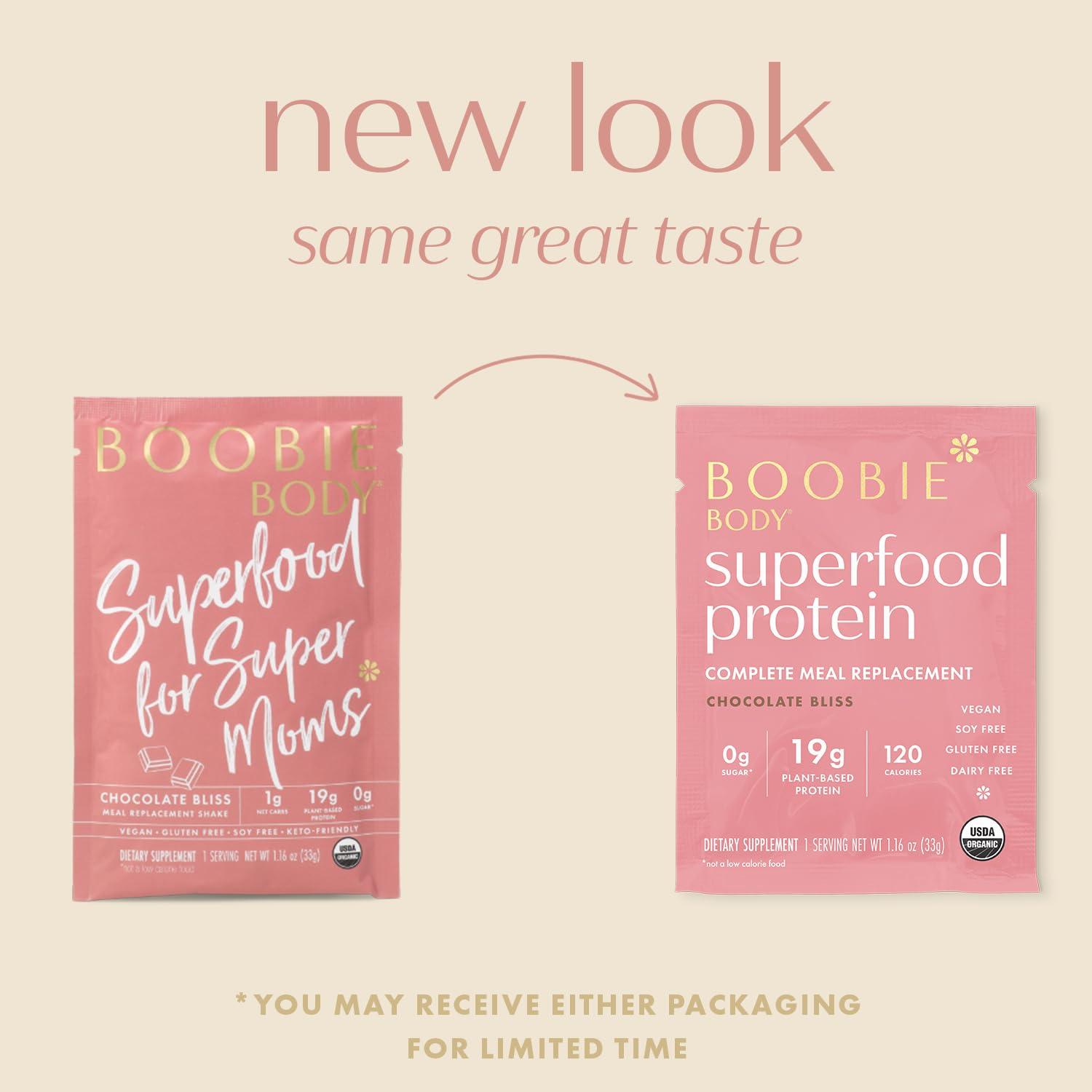 Boobie Brands Boobie Body Superfood Protein Meal Replacement Shake, Chocolate Bliss Flavor | 19g Protein | Safe For Pregnancy, Lactation, & Motherhood | Organic, Vegan, Zero Sugar, 10 Single Serve Packets (1.16 oz each)