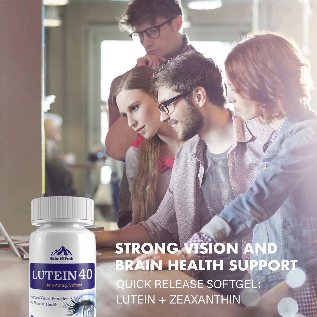 Mission Hill Foods Mission Hill Foods Premium Lutein & Zeaxanthin Eye Health Supplement (2 Bottles-4mo Supply) | 40mg | 120 Softgels | Vitamin Pills for Eyes | Non-GMO & Gluten Free