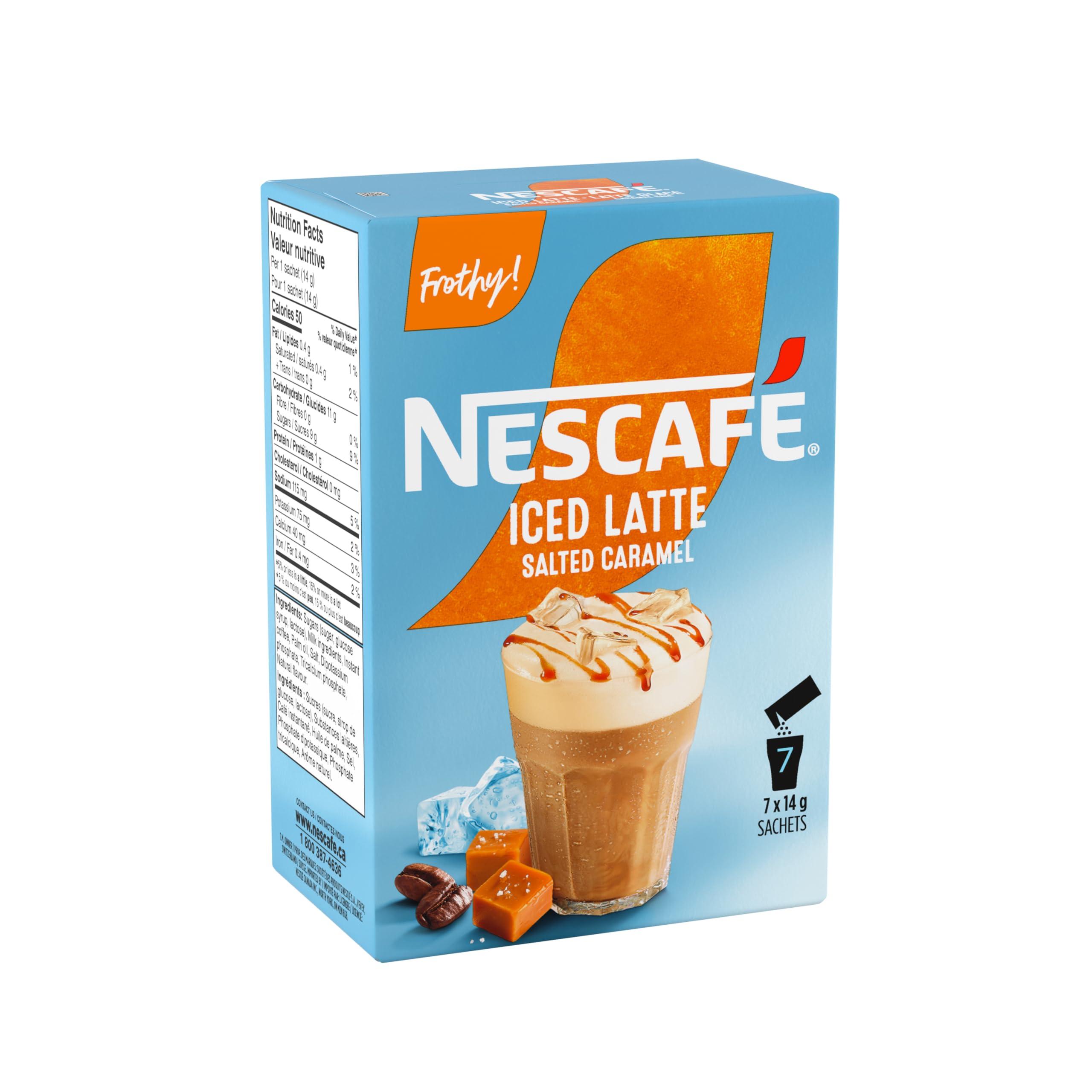 Nescafe Nescafe Iced Latte, Salted Caramel, Instant Coffee Sachets, 7ct x 14g {Imported from Canada}