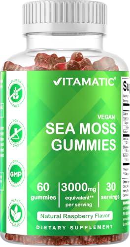 Vitamatic Vitamatic 2 Pack Irish Sea Moss Gummies- 3000mg Equivalent Per Serving (from Extract 132.5 mg) - 60 Ct - Made with Bladderwrack & Burdock Root - Seamoss Supplement for Thyroid, Energy, Immune Support