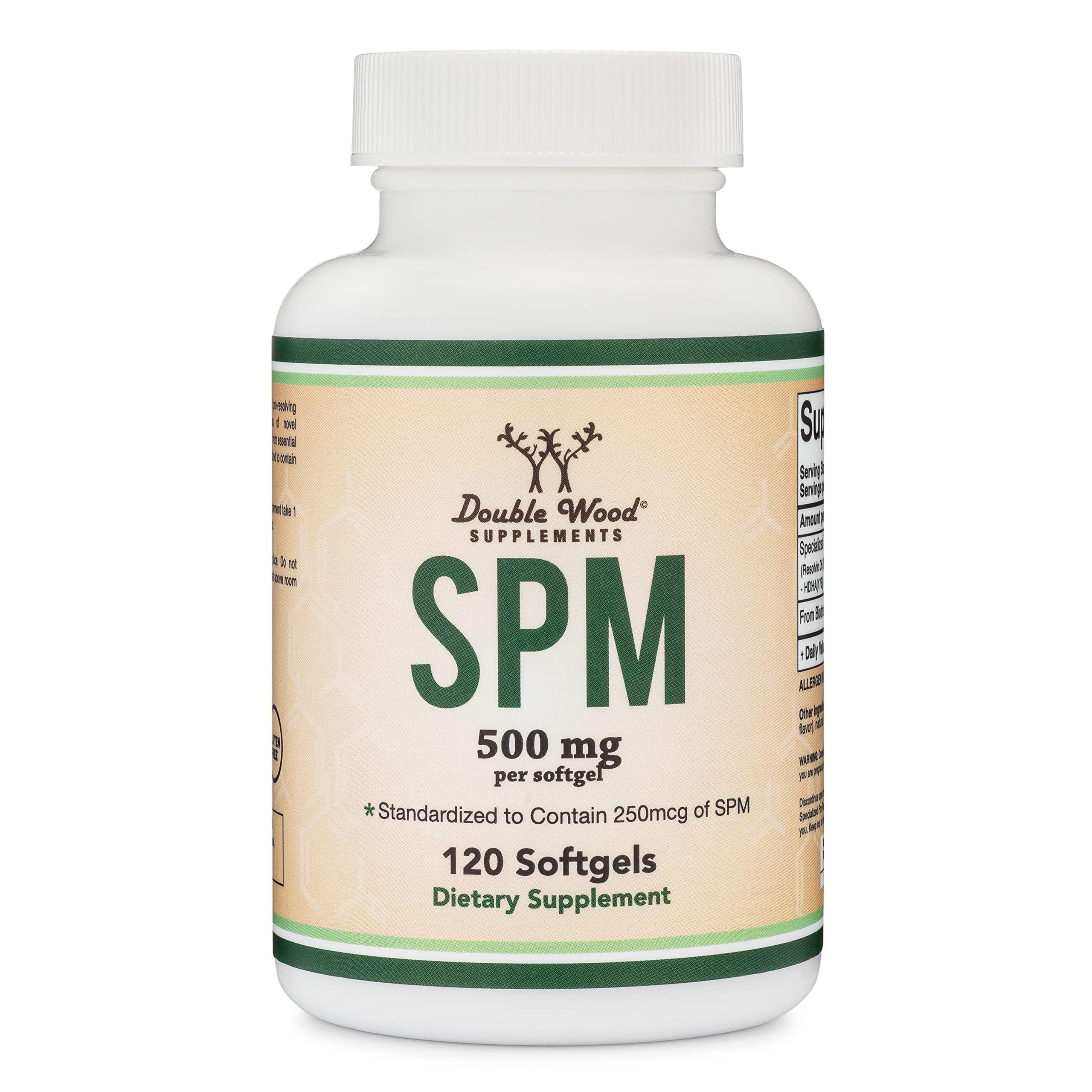 Double Wood Supplements SPM Max (Specialized Pro-Resolving Mediators) 120 Softgels, 500mg (Only Product Standardized and Third Party Tested to Contain Active SPMs, Check The Supplement Fact Panel) by Double Wood