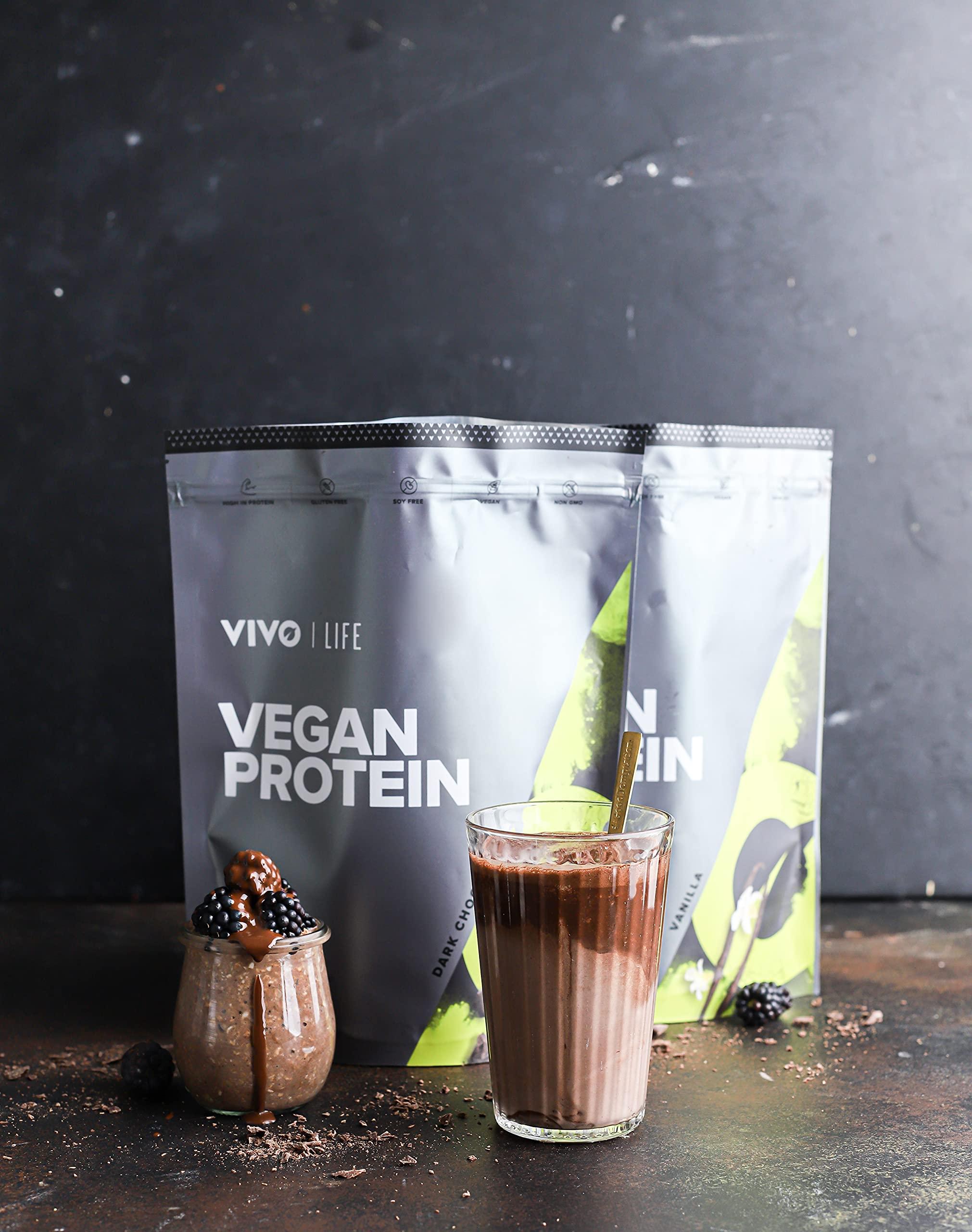VIVO VIVO Vegan Protein Powder - 0.7 oz of Plant-Based Protein per Scoop, 30 Servings (33.8 oz) (Dark Chocolate)