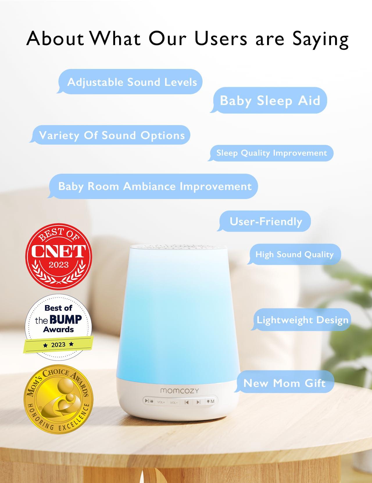 Momcozy Baby Sound Machine, Momcozy White Noise Machine for Baby Sleeping with Night Light, Toddler Sleep Trainer 34 Soothing Sleep Sounds, Timer, App Remote Control, Personal Sleep Routine Alarm Clock(Blue)