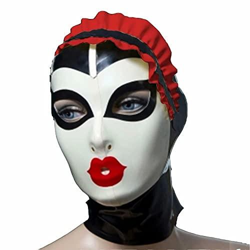 LEIMI Latex Hood Women Gummi Rubber Full Cover Mask Anti-clip Hair Maid Hood Masquerade Party Latex Mask (XL, Pink)