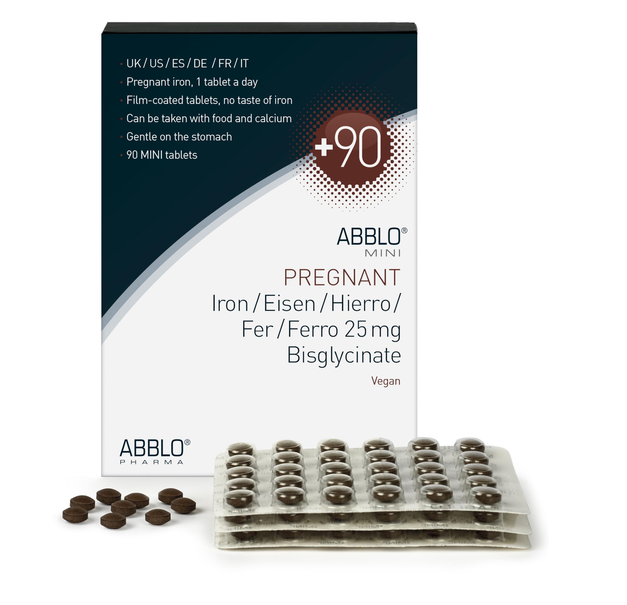 ABBLO PHARMA Prenatal & Pregnant Iron - 1 Tablet a Day - Very Gentle - Very Small - Bisglycinate - Take it with Breakfast