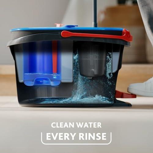 O-Cedar O-Cedar RinseClean Spin Mop & Bucket System + 1 Extra Mop Head | Clean with Clean Water | Removes 99% of Bacteria