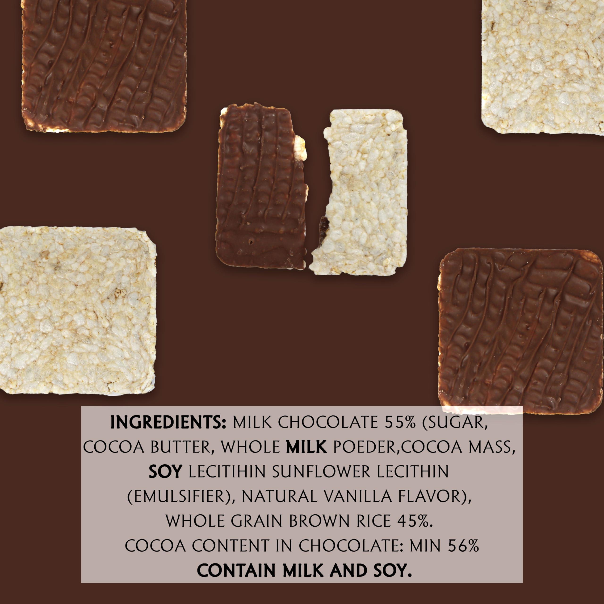 SNACKTERY Milk Chocolate Rice Cakes - Dairy Belgian Milk Chocolate Coated Rice Cake Snacks - Whole Grain Gluten Free Rice Cakes - Healthy Low Calorie Snacks - Kosher - 3 Pack - 6 Cakes Per Pack - 18 Total