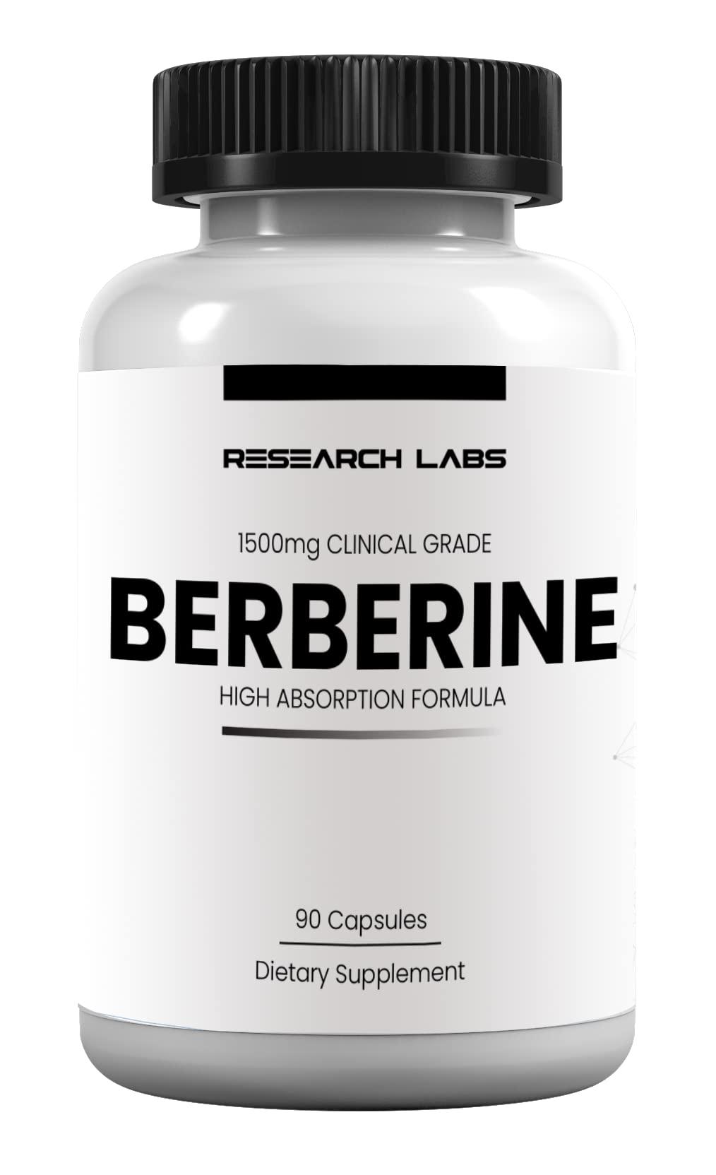 Research Labs Research Labs 1500mg Clinical Grade Berberine High Absorption Formula & BerberQuil™ Support. 90 Total Capsules