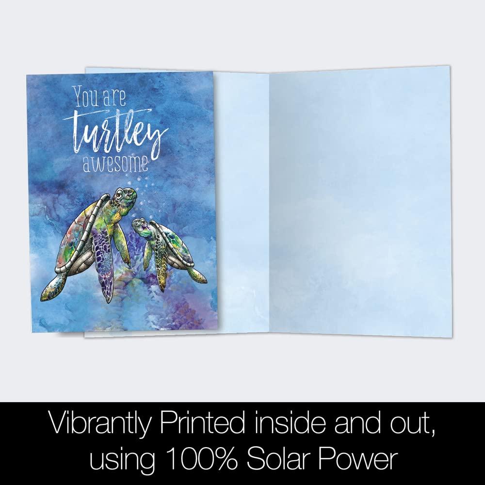 Tree-Free Greetings Tree-Free Greetings - All Occasion Cards - Artful Designs - 12 Cards + White Envelopes - Made in USA - 100% Recycled Paper - 4\"x6\" - Turtley Awesome (FS60010)