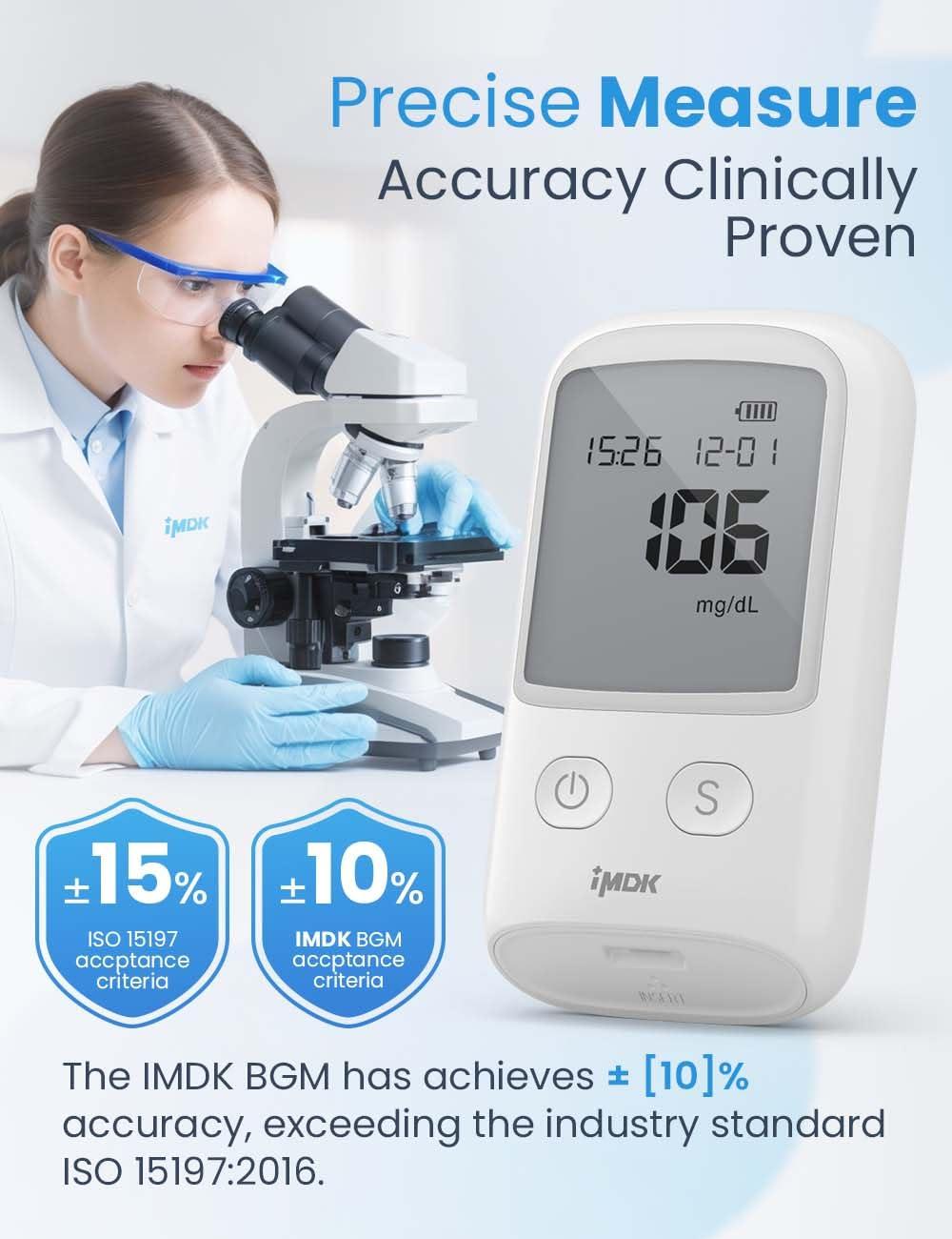 FoviFlxy IMDK Blood Glucose Monitor Kit, Blood Sugar Test Kit with 100 Glucometer Strips, 100 Lancets and 1 Lancing Devices, No Coding Required & FSA/HSA Eligible