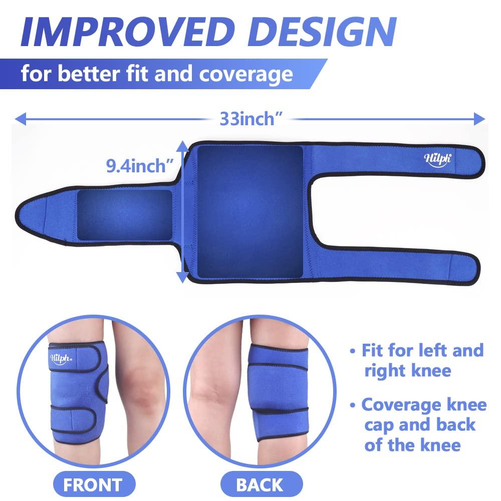 Hilph Hilph Knee Ice Pack Wrap with 2 Gel Pad and Ice Bag for Knee Injuries Reusable