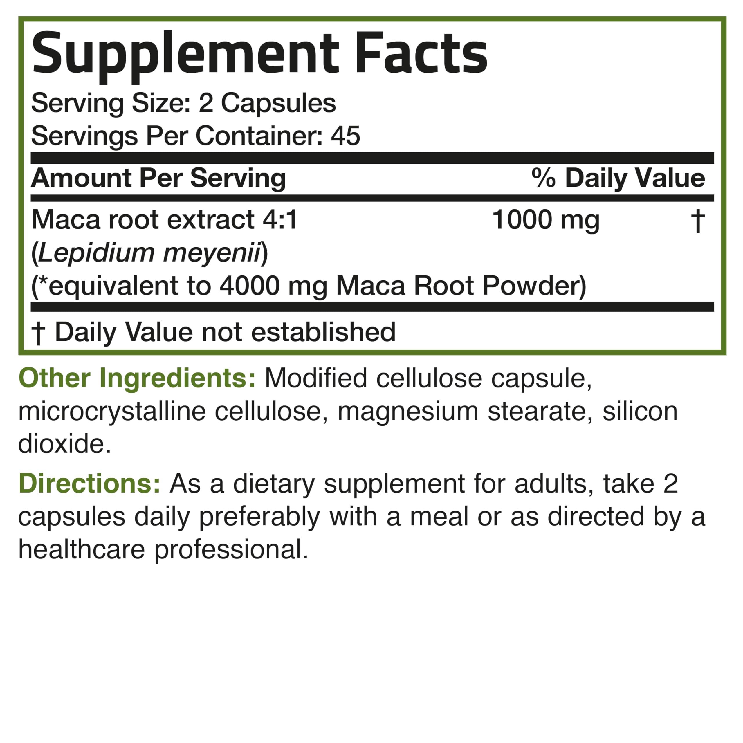 Bronson Bronson Maca Root Extra Lepidium Meyenii, Non-GMO, 90 Vegetarian Capsules