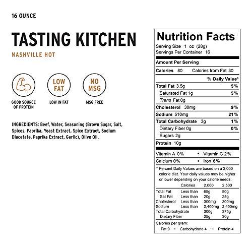 People's Choice Beef Jerky People's Choice Beef Jerky - Tasting Kitchen - Nashville Hot - Pounder of Super Spicy Jerky - Compare to World's Spiciest Heat of Carolina Reaper, Scorpion, Ghost Pepper - 1 Pound, 16 oz - 1 Bag