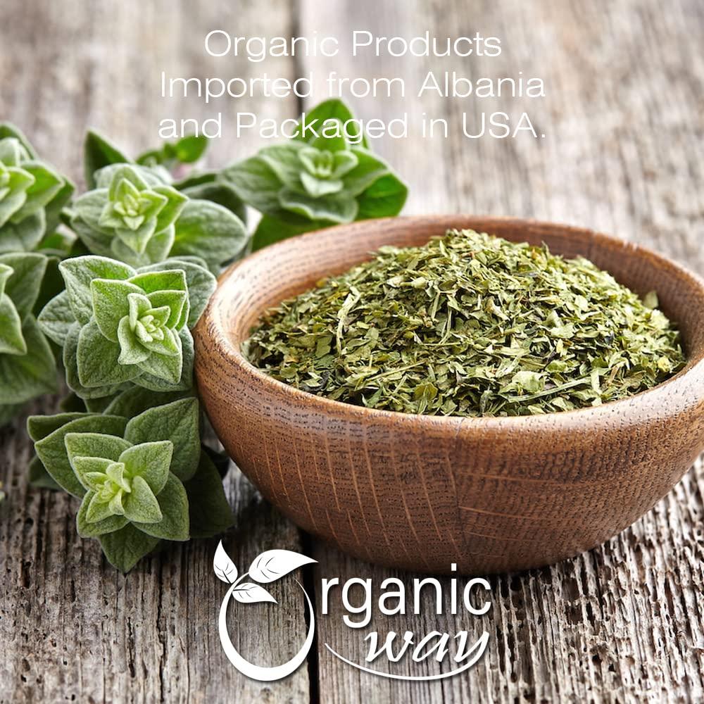 Organic Way Organic Way Dried Oregano Leaf Cut & Sifted (Origanum vulgare) - European Wild-Harvest | Organic & Kosher Certified | Vegan, Non GMO & Gluten Free | USDA Certified | Origin - Albania (4 Oz)