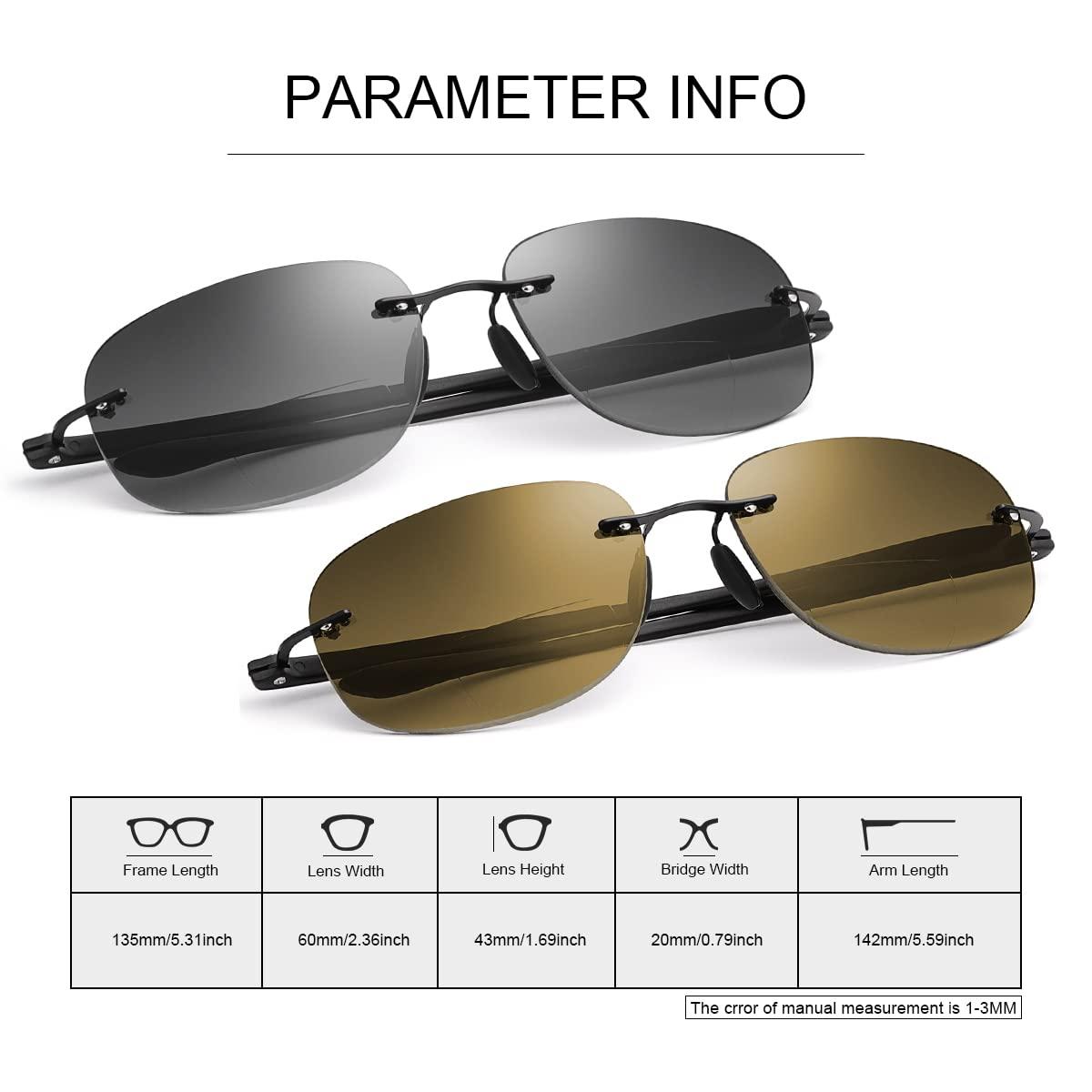 YIMI YIMI 2 Pairs Bifocal Reading Glasses Blue Light UV400 Protection Sport Sunglasses Far and Near Dual Use for Men Women Eyewear(Black and Brown, 2.50, multiplier_x)