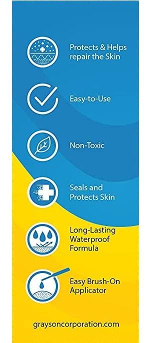 HelsRx HelsRx Liquid Bandage Glue - Invisible Skin Repair Gel for Severe Dry Cracked Heels, Feet, Fingers, Scrapes and Blisters – Waterproof Protection - Includes Applicator Brush and Skin Buffer