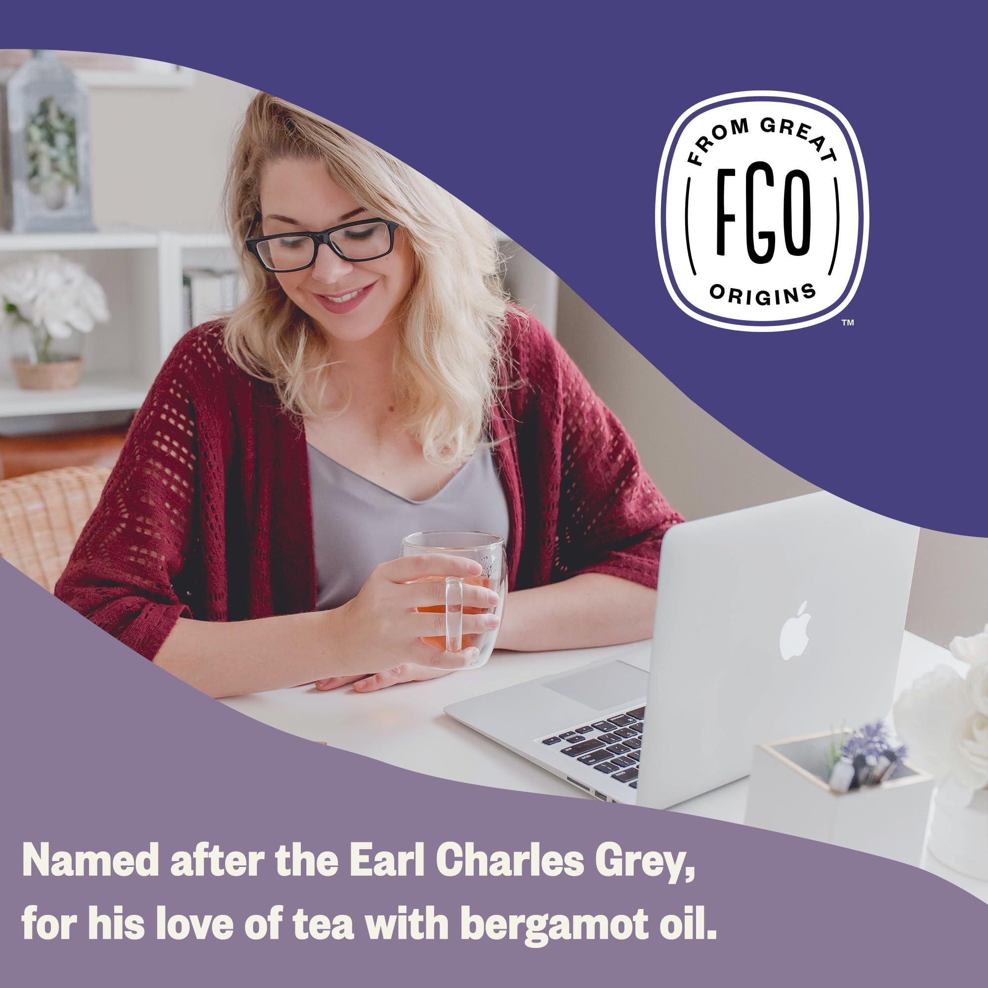 FGO FGO Organic Earl Grey Black Tea, 100 Count, Eco-Conscious Tea Bags, Resealable Bag, Packaging May Vary (Pack of 1)