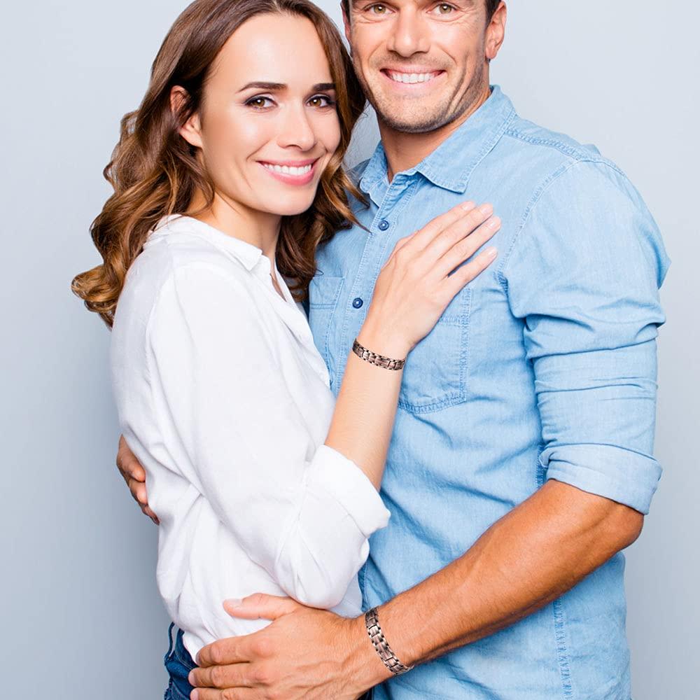 Feraco Feraco Copper Bracelet for Men 4 Elements Magnetic Bracelets Elegant 99.99% Solid Copper Jewelry with Magnets