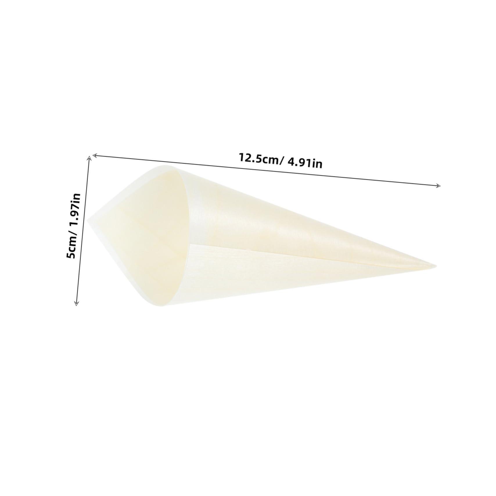 JECOMPRIS 100pcs Ice Cream Veneer Roll Chip Cones Food Cones Food Holder Wood Tasting Cones Wooden Ice Cream Cones Wooden Food Cone Popcorn Cones Wood Ice Cream Holder Wooden Dessert Cones