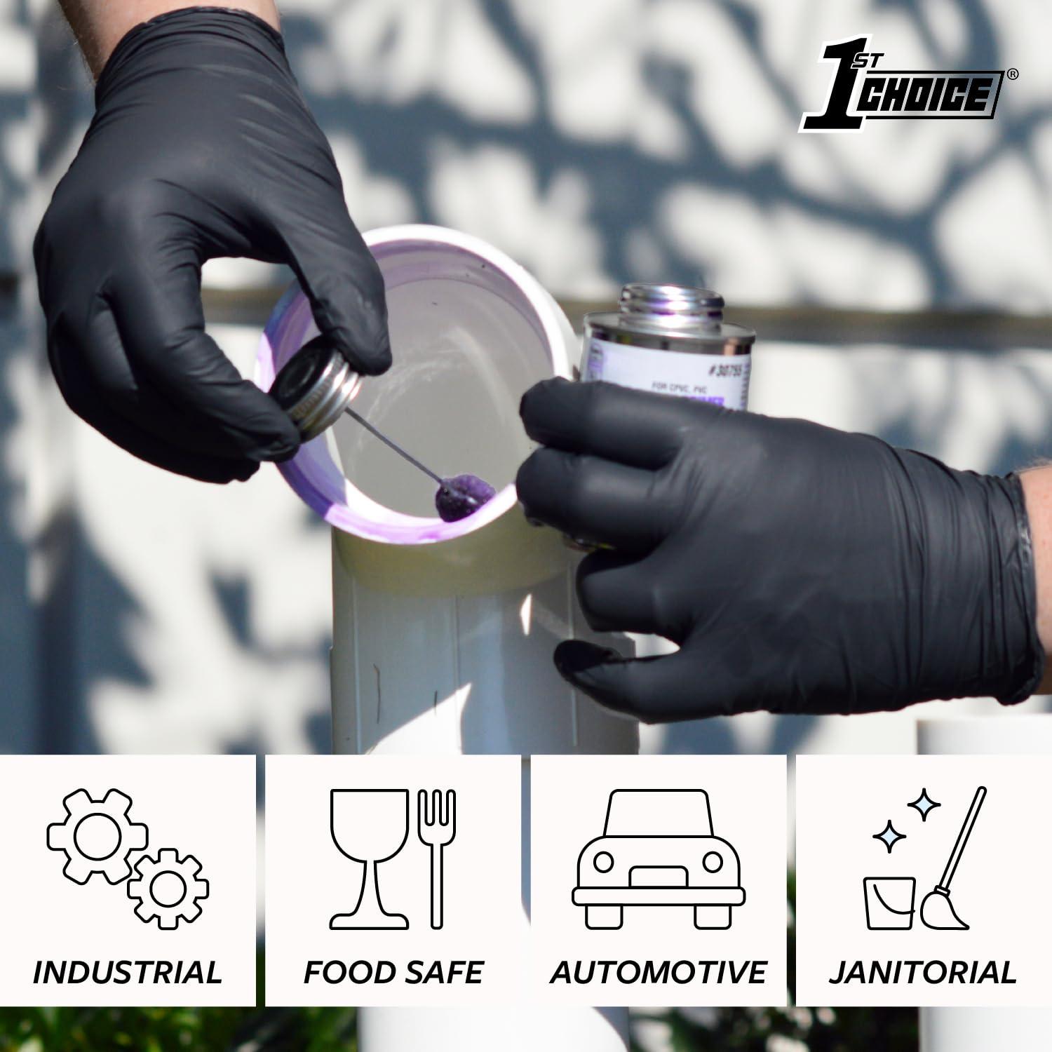 1st Choice 1st Choice Black Gloves Disposable Latex Free - Nitrile Gloves XL Black Nitrile Gloves for Cooking - 6 mil, Box of 100