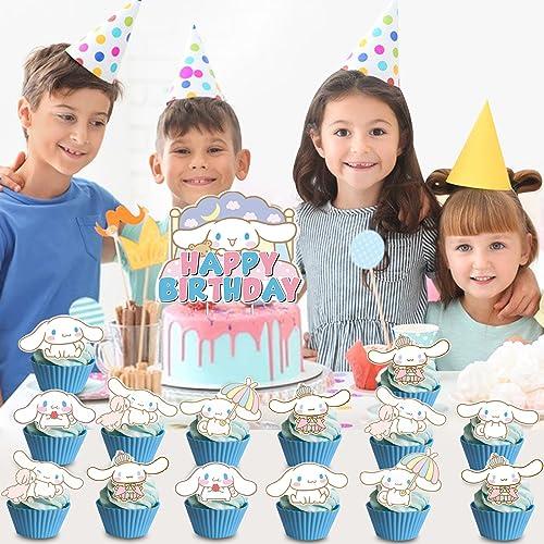 WUHUCANGBO Cinnamoroll Party Decoration, 25pcs Cinnamoroll Cake Cupcake Toppers Cinnamoroll Birthday Party Supplies, Cinnamoroll Theme Cake Decorations For Kids Baby Showers