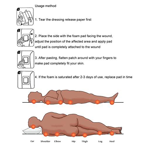 Luqeeg Hydrocolloid Foam Dressing, Wound Pressure Sore Pad, Waterproof Pressure Sore Patch with Adhesive Border for Leg Ulcer, Mild Bed Sores, Pressure Ulcer, Preventing Phlebitis