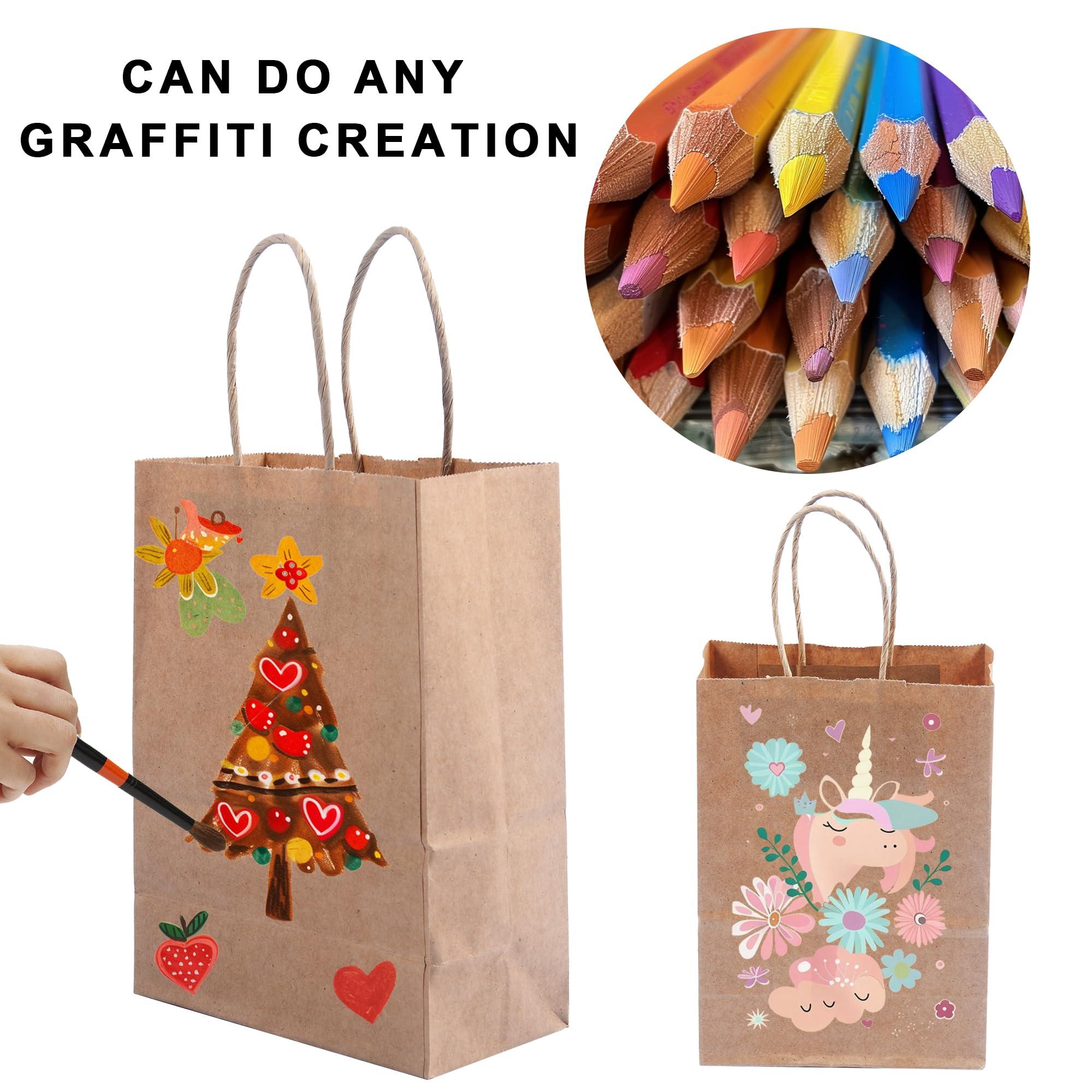 Garandad 200Pack paper bags with handles8.1x5.9x3.1 Inchpaper bags with handles bulkgift bags bulkbrown gift bagsbolsas de papel para negocioPaper Bags Bulk for Birthday Party Favors, Shopping, Retail